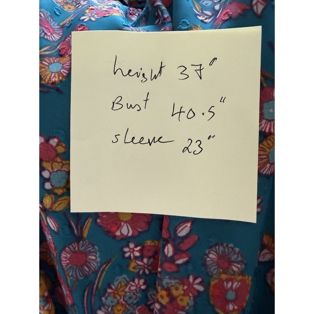 Nanette Lepore Long Sleeve Chiffon Dress Navy Floral Print Size 6 - Picture 10 of 10